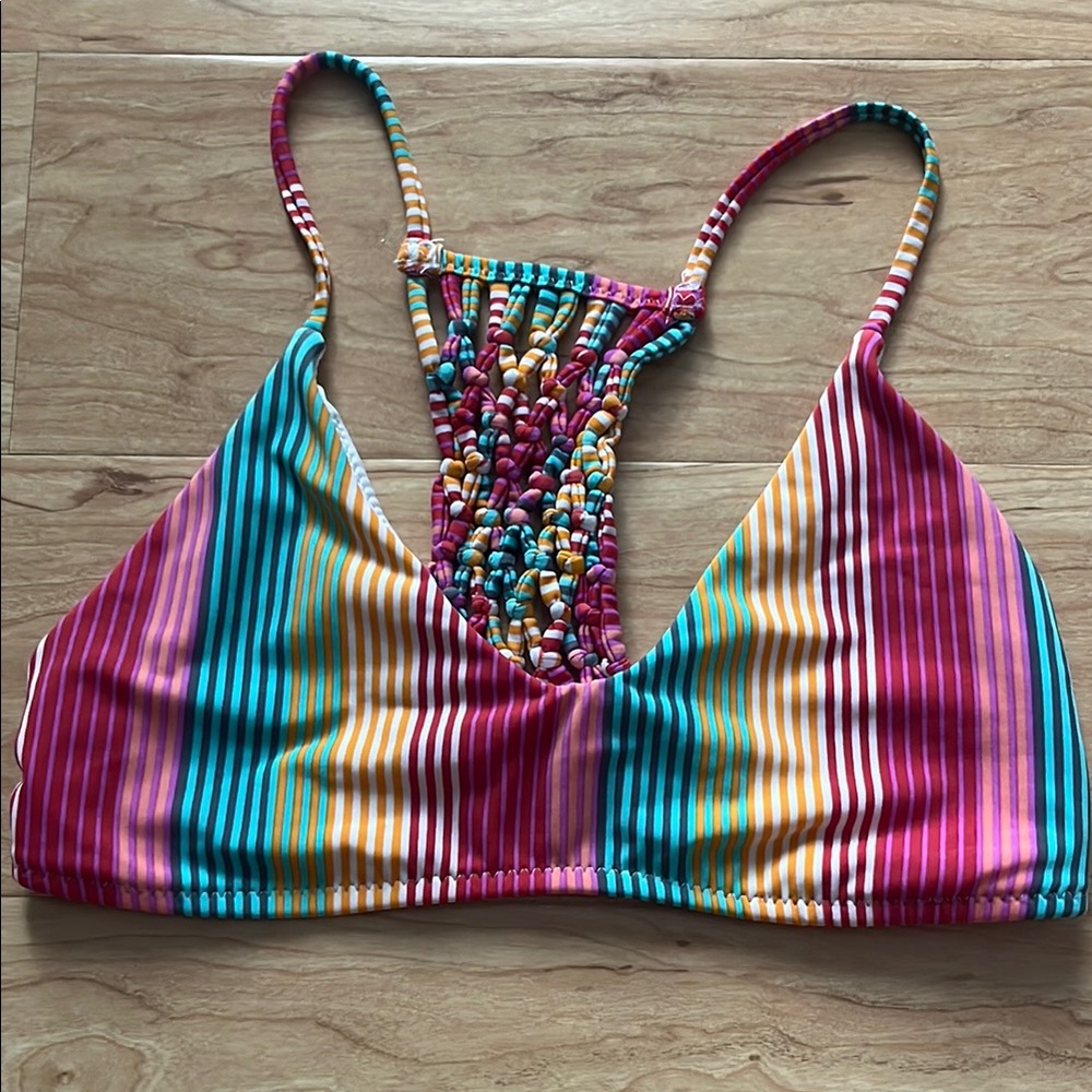 Colorful Striped Bikini Top